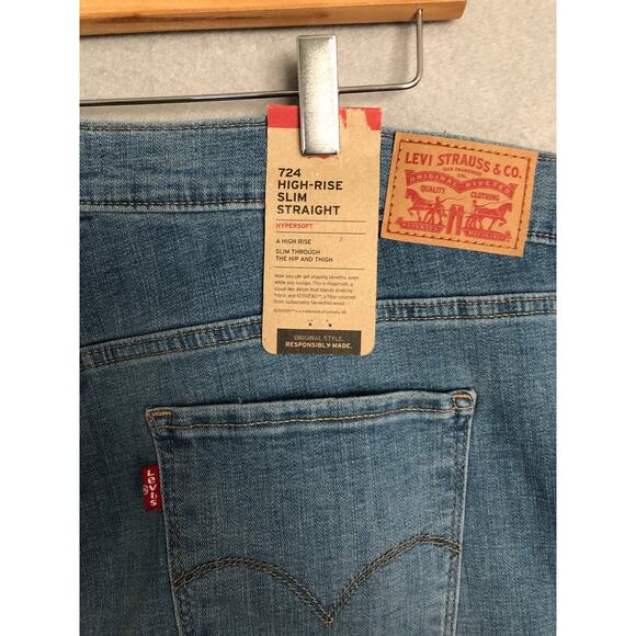 Levi’s Women's Size 20W 724 High Rise Slim Straight Jeans Medium Wash NEW - Picture 5 of 8